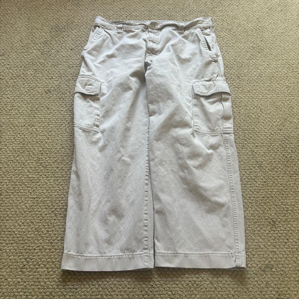 y2k basic editions baggy wide leg chino khaki cargo pants 36x24